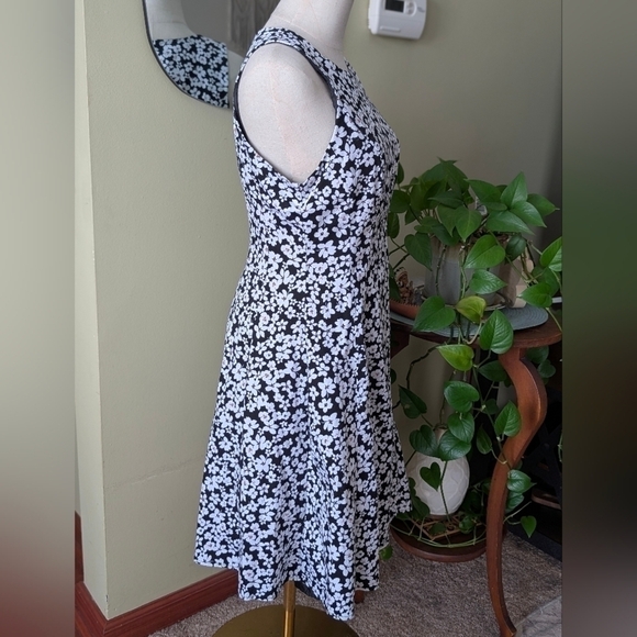 Ivy + Blu Women's Size 4 Black and White Floral Sleeveless Lined Midi Dress - Picture 5 of 12